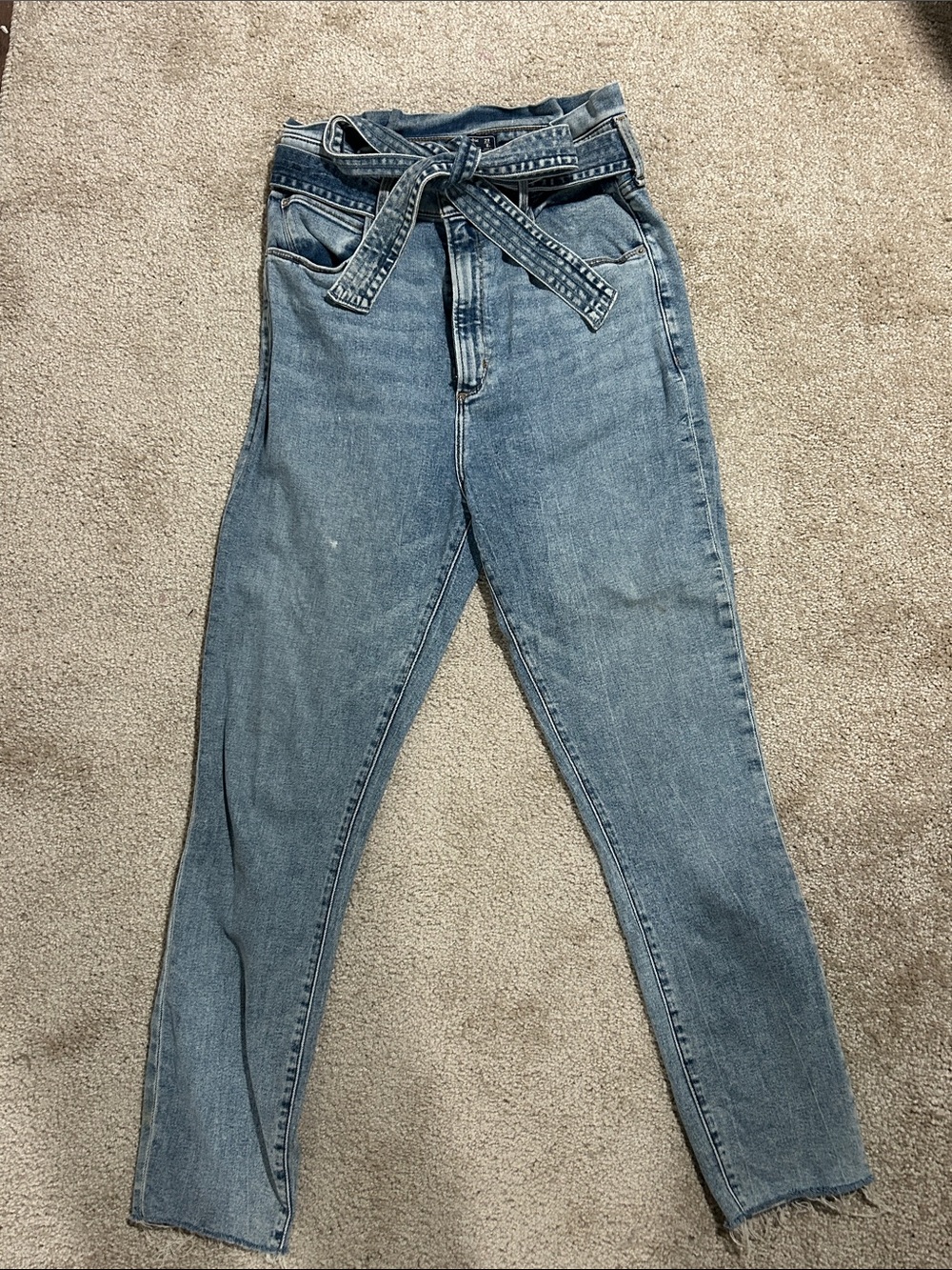 Abercrombie & Fitch Light Blue High-Rise Tie-Waist Jeans